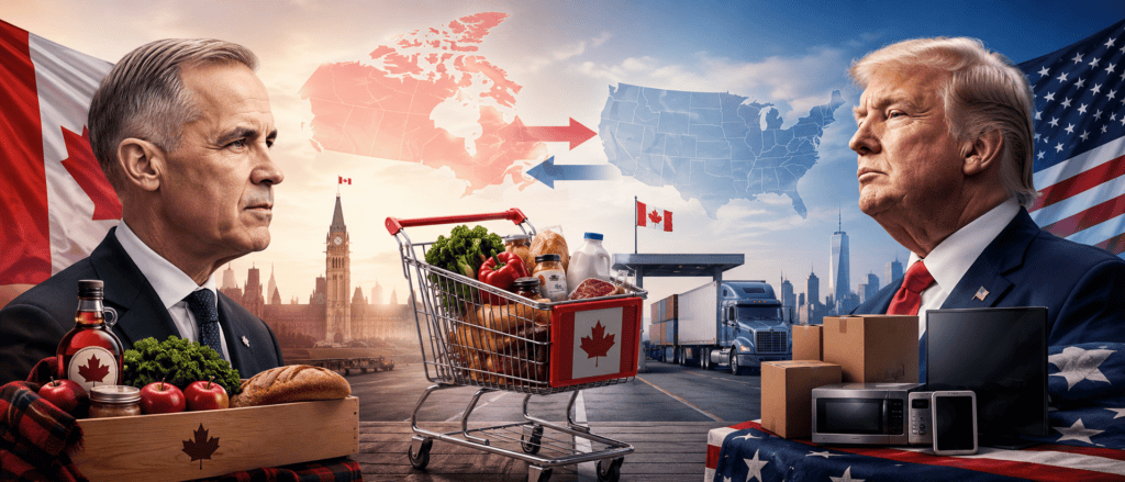 Mark Carney and Donald Trump facing off over Canada-U.S. trade, tariffs and Canadian shopping choices