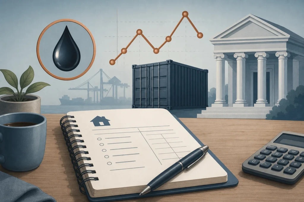 Policy-shock inflation risk shown through tariffs, oil, copper, and supply chains