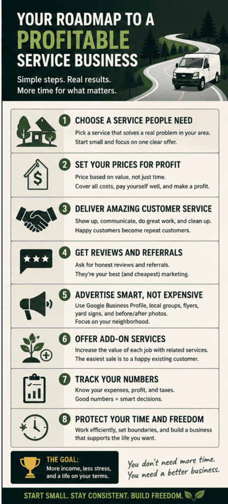 Step-by-step roadmap for starting a profitable service business alone or with a friend
